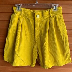 Big Bud Press Yellow Corduroy Trouser Shorts, Size Medium